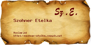 Szohner Etelka névjegykártya